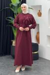 Zambak Merserize Elbise Bordo