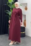 Zambak Merserize Elbise Bordo