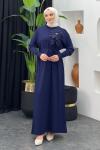 Zambak Merserize Elbise Lacivert