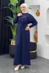 Zambak Merserize Elbise Lacivert