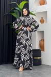 Zebra Desenli Elbise Siyah